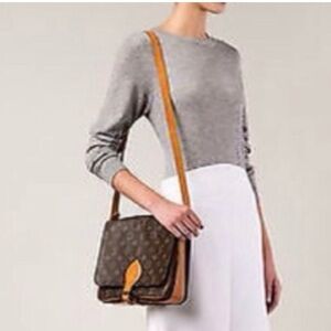 LOUIS VUITTON Cartouchiere GM VTG Monogram Crossbody Shoulder Bag Vintage